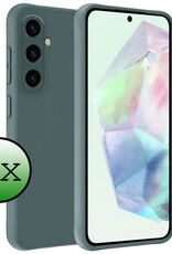 BASEY. Hoes Geschikt voor Samsung A35 Hoesje Siliconen Back Cover Case - Hoesje Geschikt voor Samsung Galaxy A35 5G Hoes Cover Hoesje - Donkergroen - 2 Stuks