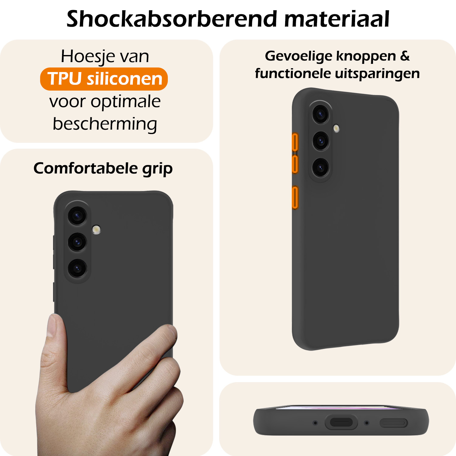 Nomfy Hoesje Geschikt voor Samsung A35 Hoesje Siliconen Cover Case - Hoes Geschikt voor Samsung Galaxy A35 5G Hoes Back Case - Zwart