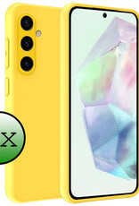 BASEY. Hoes Geschikt voor Samsung A35 Hoesje Siliconen Back Cover Case - Hoesje Geschikt voor Samsung Galaxy A35 5G Hoes Cover Hoesje - Geel - 2 Stuks