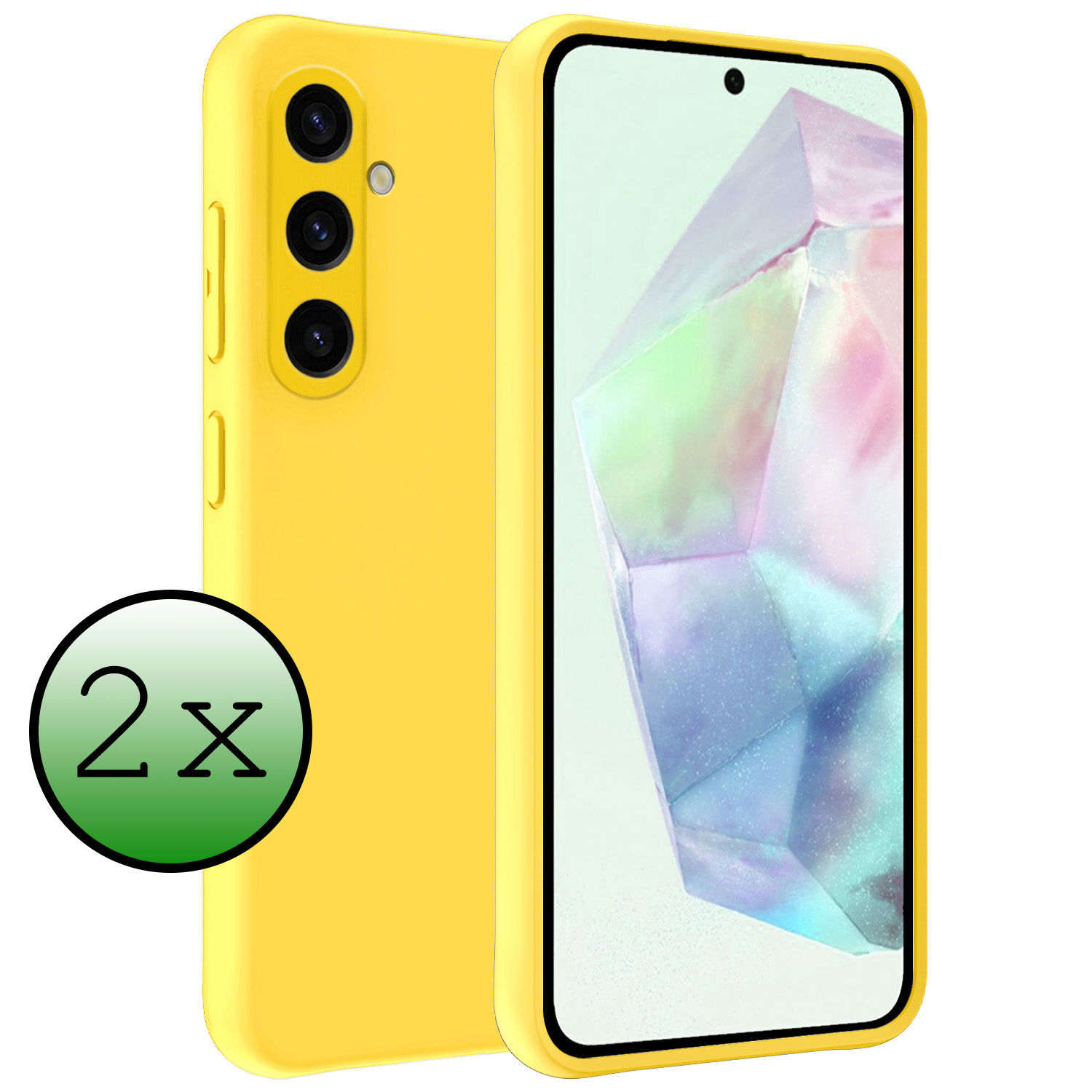 BASEY. Hoes Geschikt voor Samsung A35 Hoesje Siliconen Back Cover Case - Hoesje Geschikt voor Samsung Galaxy A35 5G Hoes Cover Hoesje - Geel - 2 Stuks