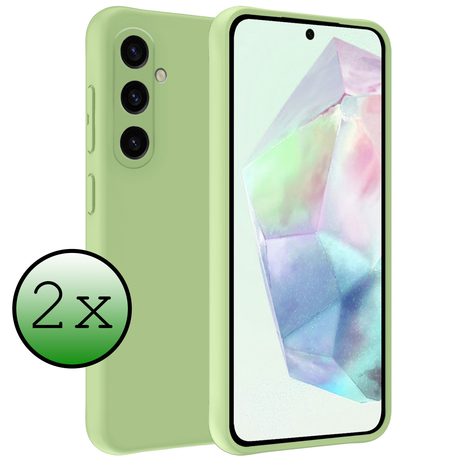 BASEY. Hoes Geschikt voor Samsung A35 Hoesje Siliconen Back Cover Case - Hoesje Geschikt voor Samsung Galaxy A35 5G Hoes Cover Hoesje - Groen - 2 Stuks