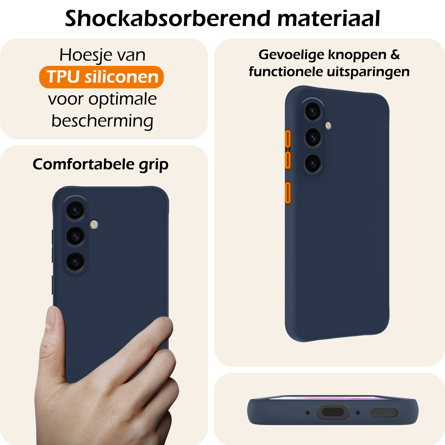 Nomfy Hoesje Geschikt voor Samsung A35 Hoesje Siliconen Cover Case - Hoes Geschikt voor Samsung Galaxy A35 5G Hoes Back Case - 2-PACK - Donkerblauw