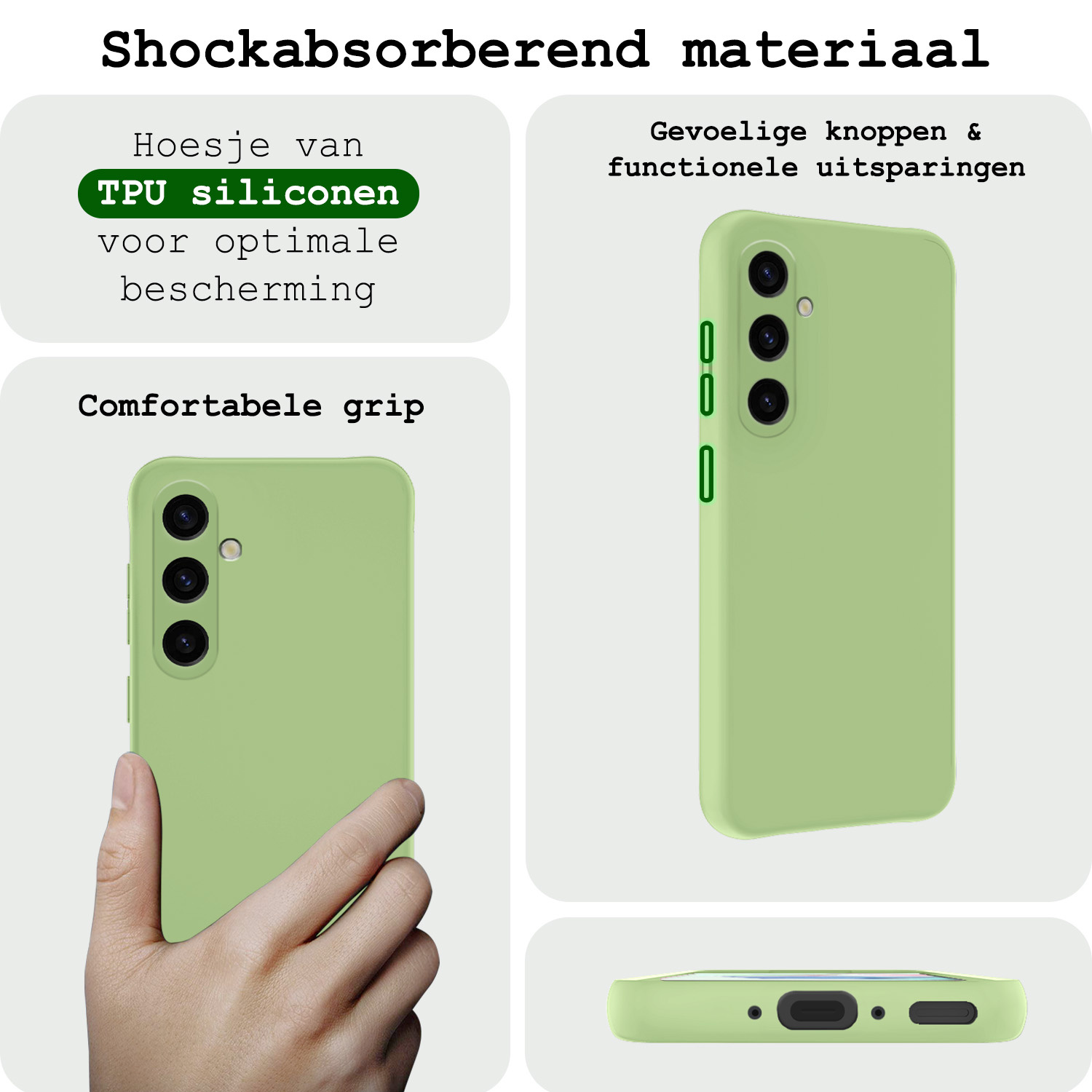 BASEY. Hoes Geschikt voor Samsung A35 Hoesje Siliconen Back Cover Case - Hoesje Geschikt voor Samsung Galaxy A35 5G Hoes Cover Hoesje - Groen - 2 Stuks