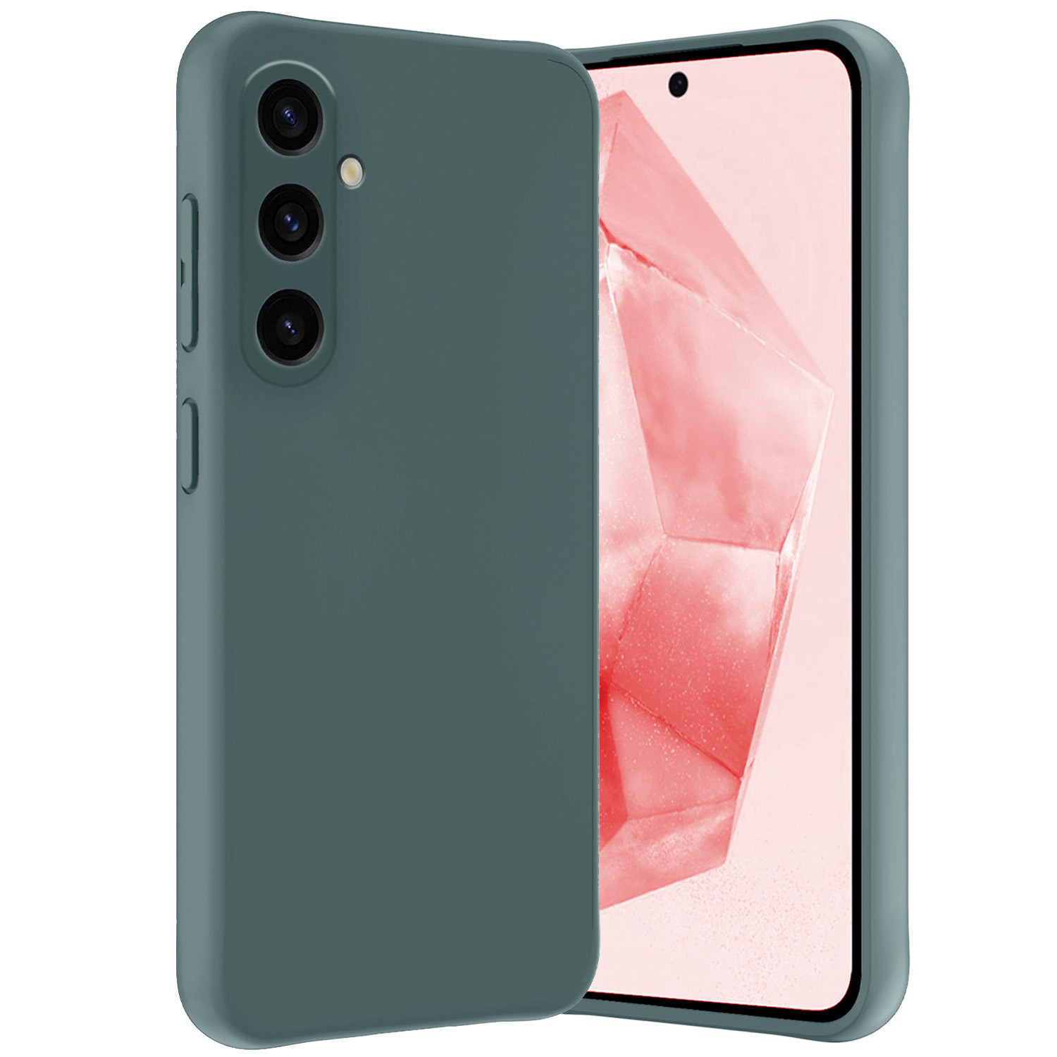NoXx Hoes Geschikt voor Samsung A35 Hoesje Cover Siliconen Back Case Hoes - Donkergroen