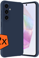 Nomfy Hoesje Geschikt voor Samsung A35 Hoesje Siliconen Cover Case - Hoes Geschikt voor Samsung Galaxy A35 5G Hoes Back Case - 2-PACK - Donkerblauw