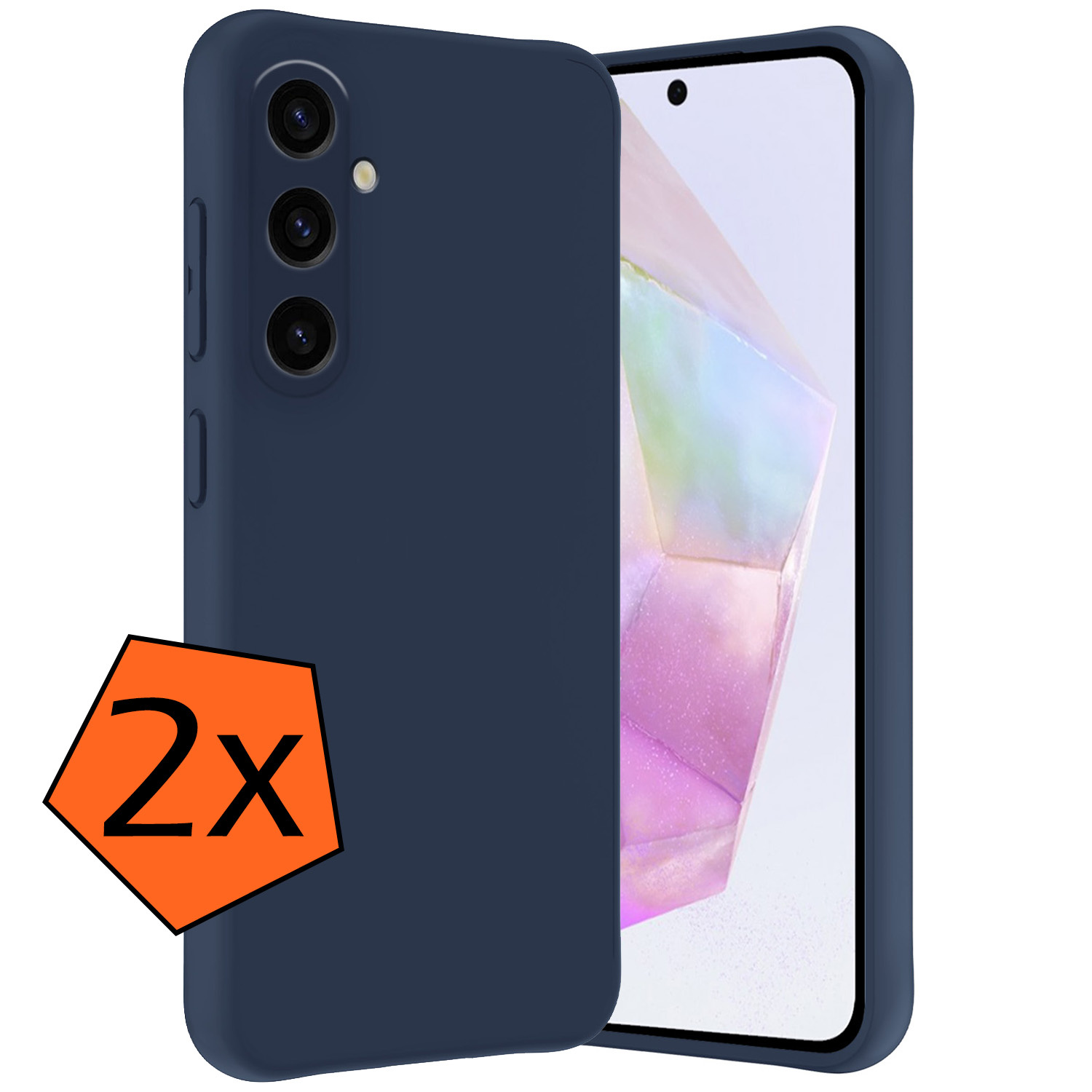 Nomfy Hoesje Geschikt voor Samsung A35 Hoesje Siliconen Cover Case - Hoes Geschikt voor Samsung Galaxy A35 5G Hoes Back Case - 2-PACK - Donkerblauw