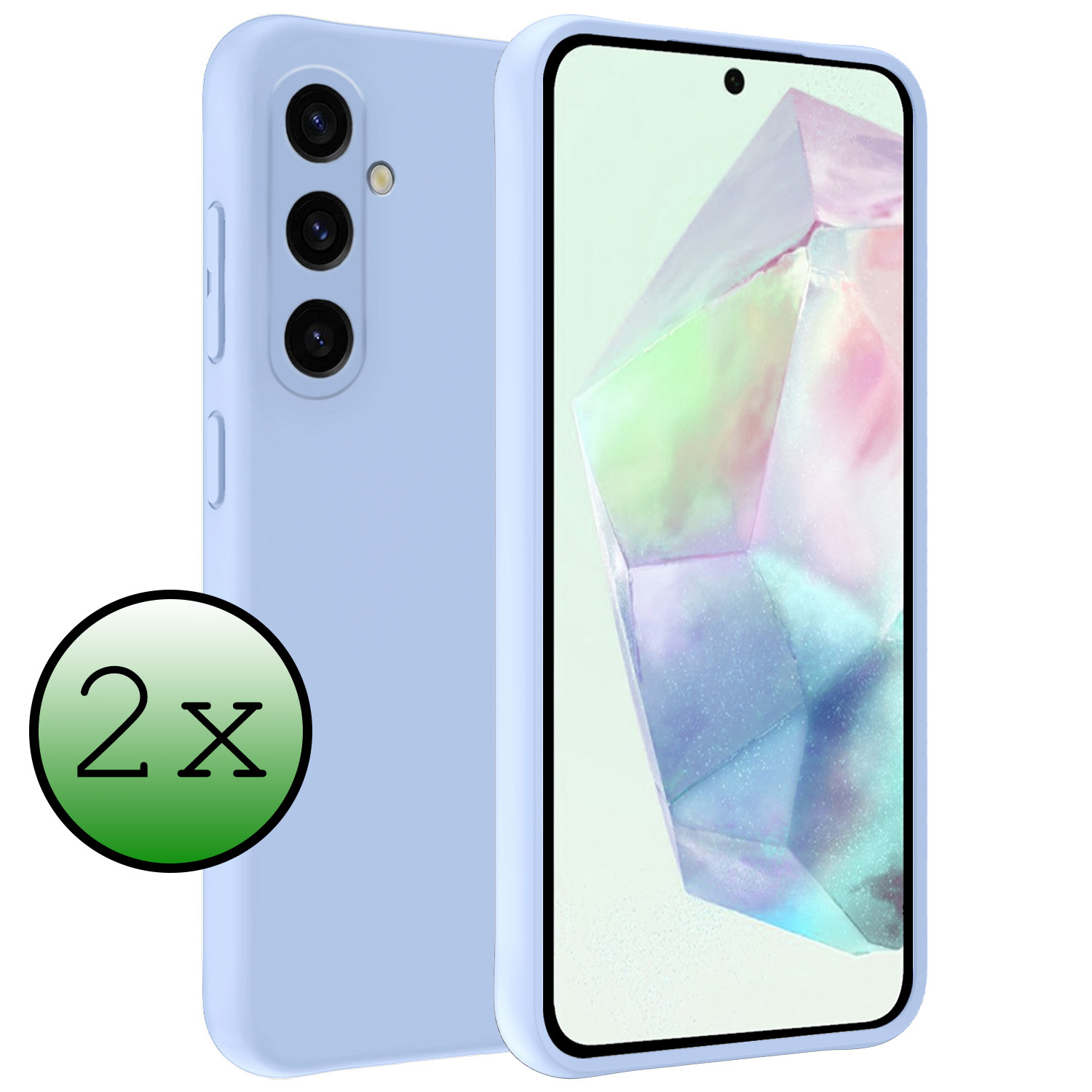 BASEY. Hoes Geschikt voor Samsung A35 Hoesje Siliconen Back Cover Case - Hoesje Geschikt voor Samsung Galaxy A35 5G Hoes Cover Hoesje - Lichtblauw - 2 Stuks