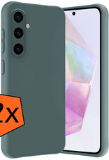 Nomfy Hoesje Geschikt voor Samsung A35 Hoesje Siliconen Cover Case - Hoes Geschikt voor Samsung Galaxy A35 5G Hoes Back Case - 2-PACK - Donkergroen