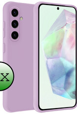 BASEY. Hoes Geschikt voor Samsung A35 Hoesje Siliconen Back Cover Case - Hoesje Geschikt voor Samsung Galaxy A35 5G Hoes Cover Hoesje - Lila - 2 Stuks