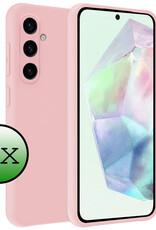 BASEY. Hoes Geschikt voor Samsung A35 Hoesje Siliconen Back Cover Case - Hoesje Geschikt voor Samsung Galaxy A35 5G Hoes Cover Hoesje - Lichtroze - 2 Stuks