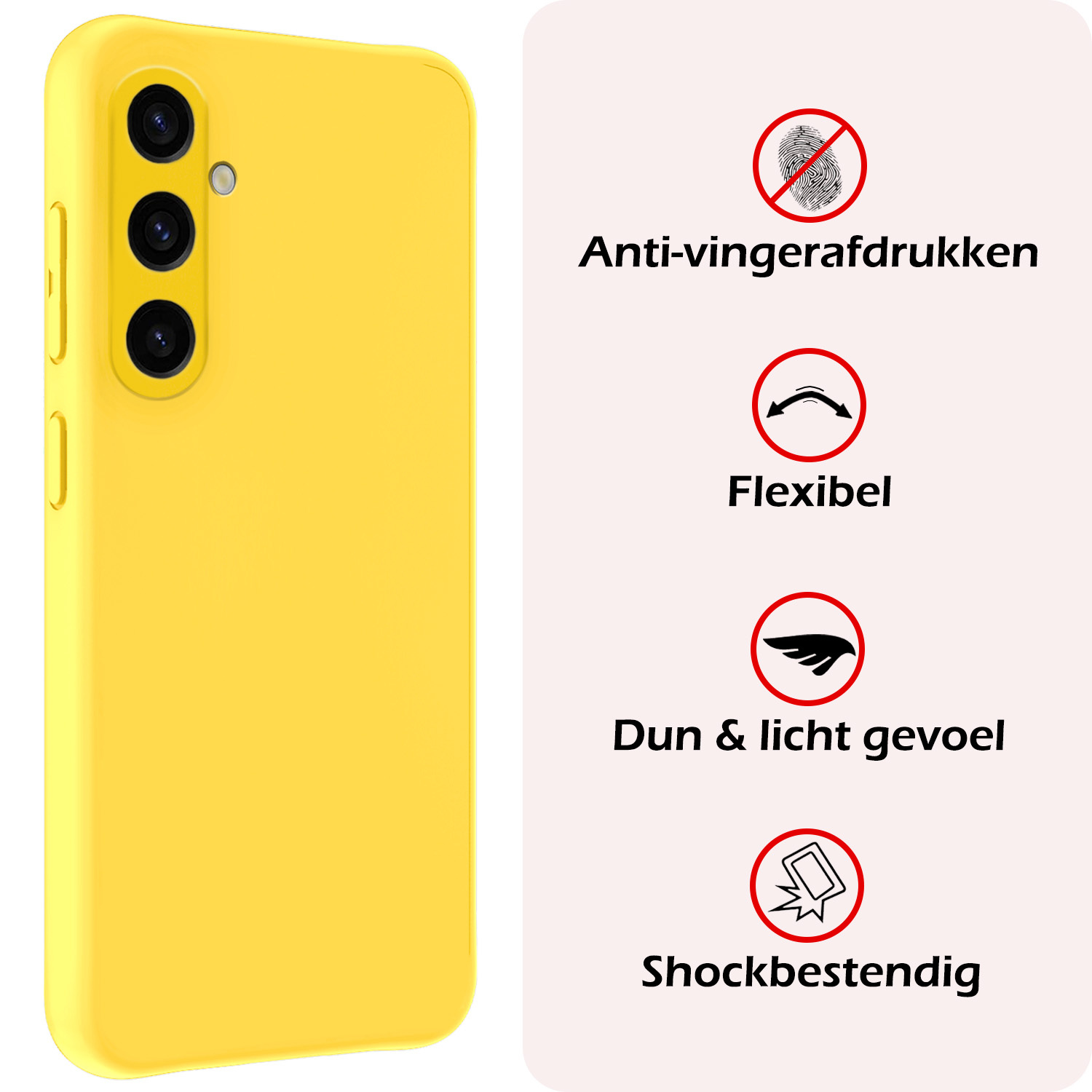 NoXx Hoes Geschikt voor Samsung A35 Hoesje Cover Siliconen Back Case Hoes - Geel