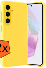 Nomfy Hoesje Geschikt voor Samsung A35 Hoesje Siliconen Cover Case - Hoes Geschikt voor Samsung Galaxy A35 5G Hoes Back Case - 2-PACK - Geel