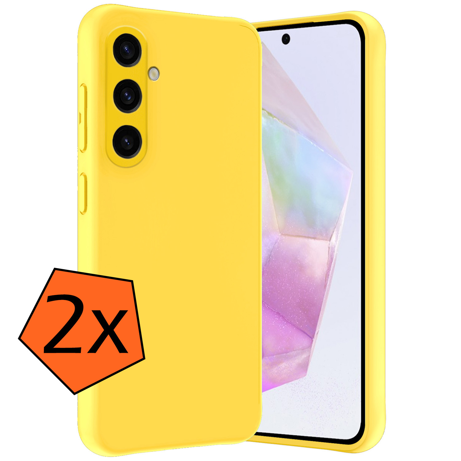 Nomfy Hoesje Geschikt voor Samsung A35 Hoesje Siliconen Cover Case - Hoes Geschikt voor Samsung Galaxy A35 5G Hoes Back Case - 2-PACK - Geel