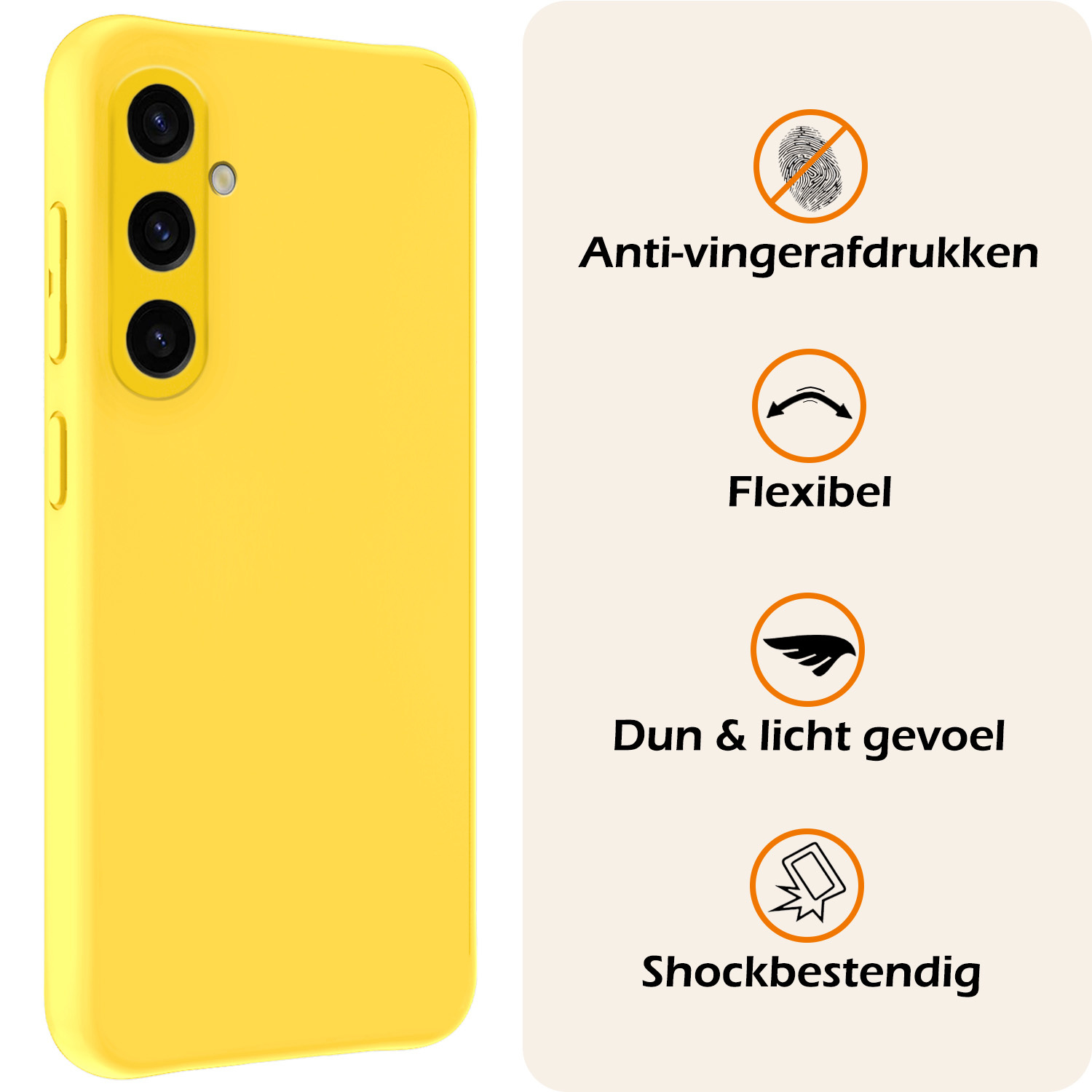 Nomfy Hoesje Geschikt voor Samsung A35 Hoesje Siliconen Cover Case - Hoes Geschikt voor Samsung Galaxy A35 5G Hoes Back Case - 2-PACK - Geel
