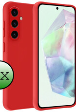 BASEY. Hoes Geschikt voor Samsung A35 Hoesje Siliconen Back Cover Case - Hoesje Geschikt voor Samsung Galaxy A35 5G Hoes Cover Hoesje - Rood - 2 Stuks
