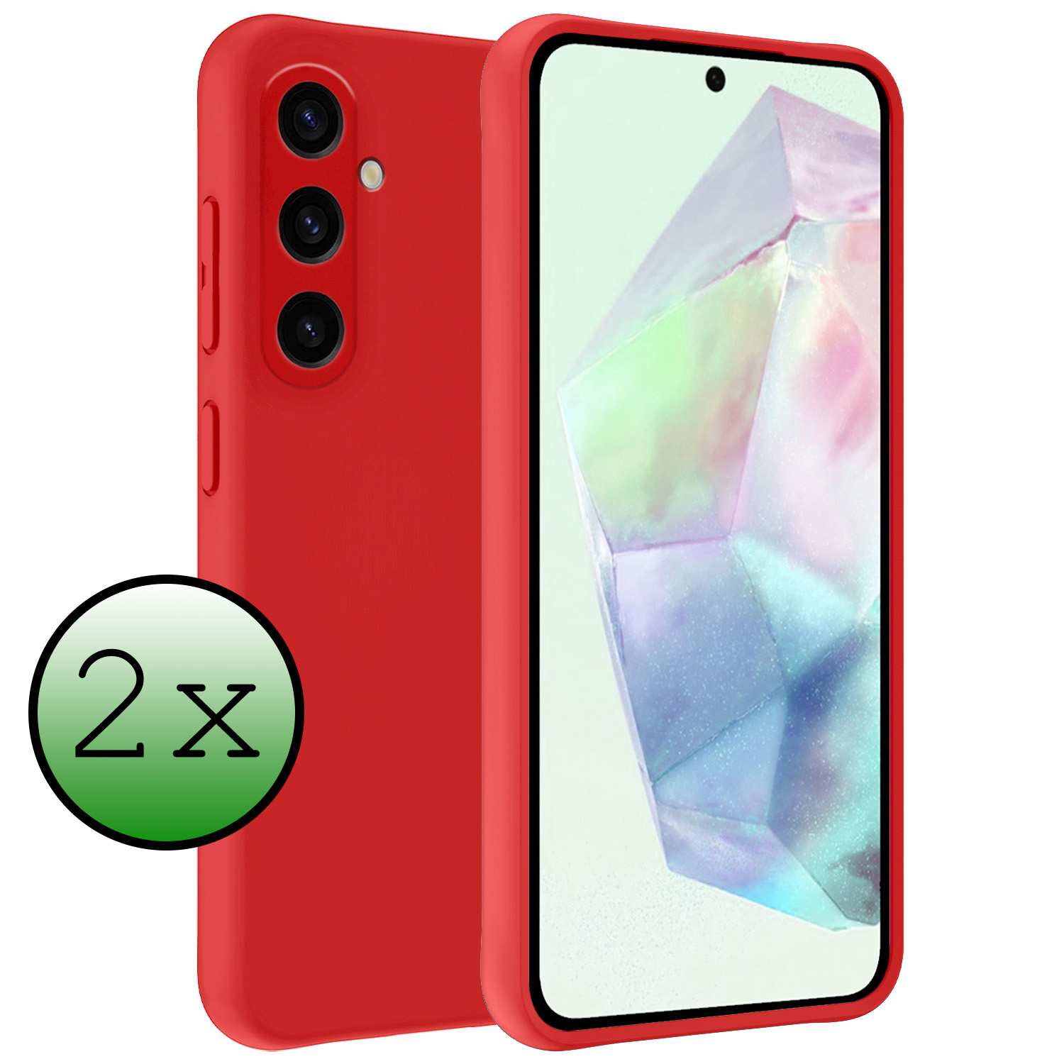 BASEY. Hoes Geschikt voor Samsung A35 Hoesje Siliconen Back Cover Case - Hoesje Geschikt voor Samsung Galaxy A35 5G Hoes Cover Hoesje - Rood - 2 Stuks