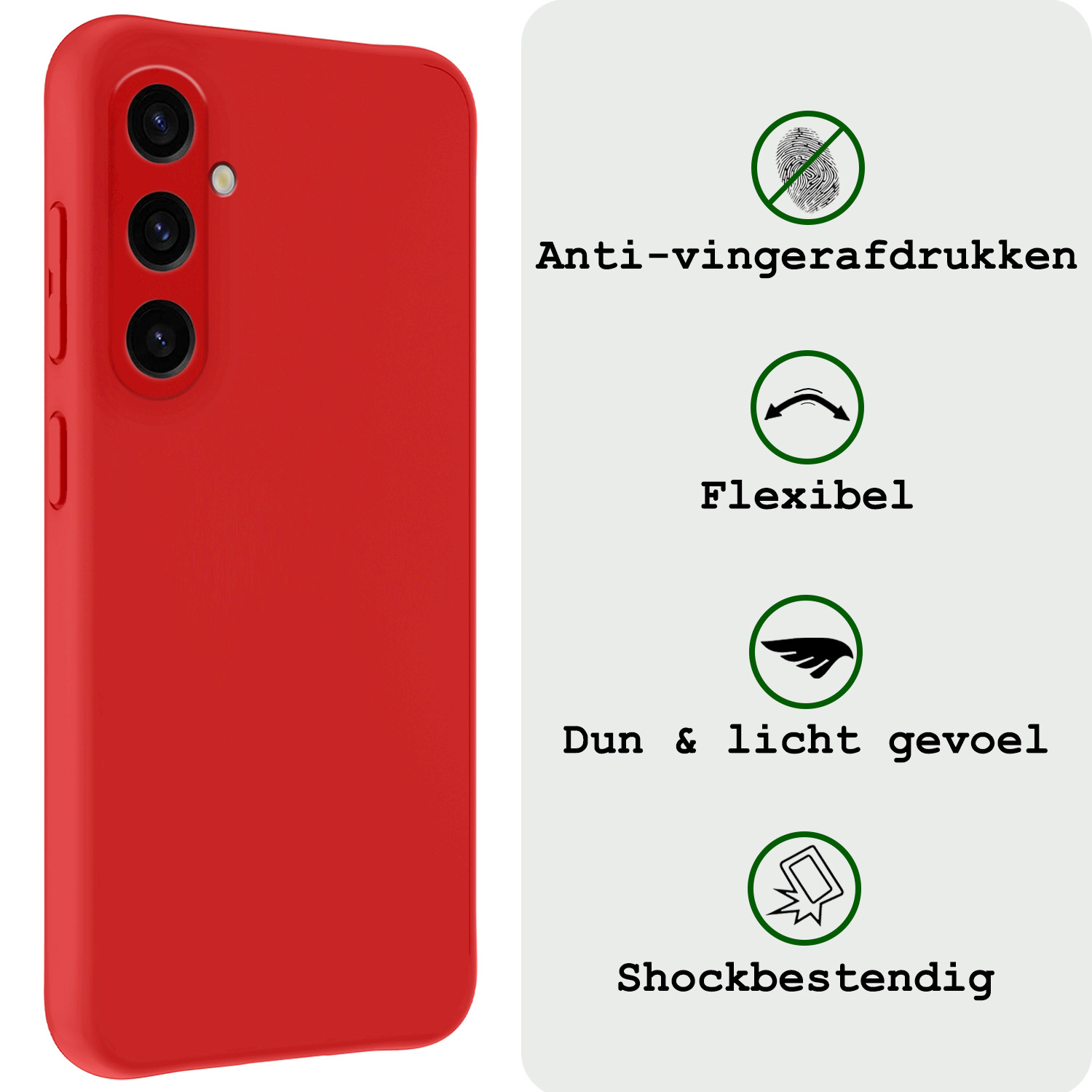 BASEY. Hoes Geschikt voor Samsung A35 Hoesje Siliconen Back Cover Case - Hoesje Geschikt voor Samsung Galaxy A35 5G Hoes Cover Hoesje - Rood - 2 Stuks
