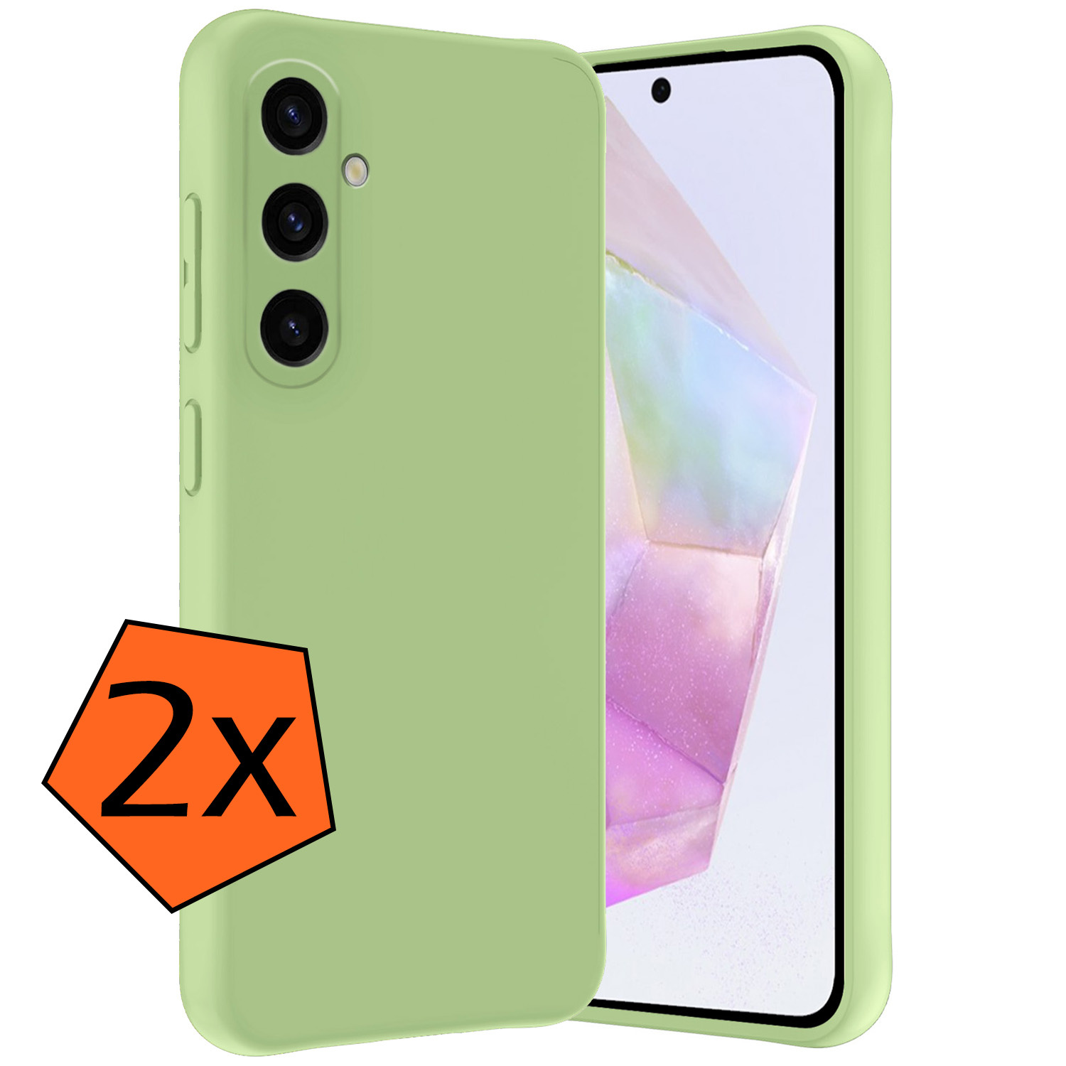 Nomfy Hoesje Geschikt voor Samsung A35 Hoesje Siliconen Cover Case - Hoes Geschikt voor Samsung Galaxy A35 5G Hoes Back Case - 2-PACK - Groen