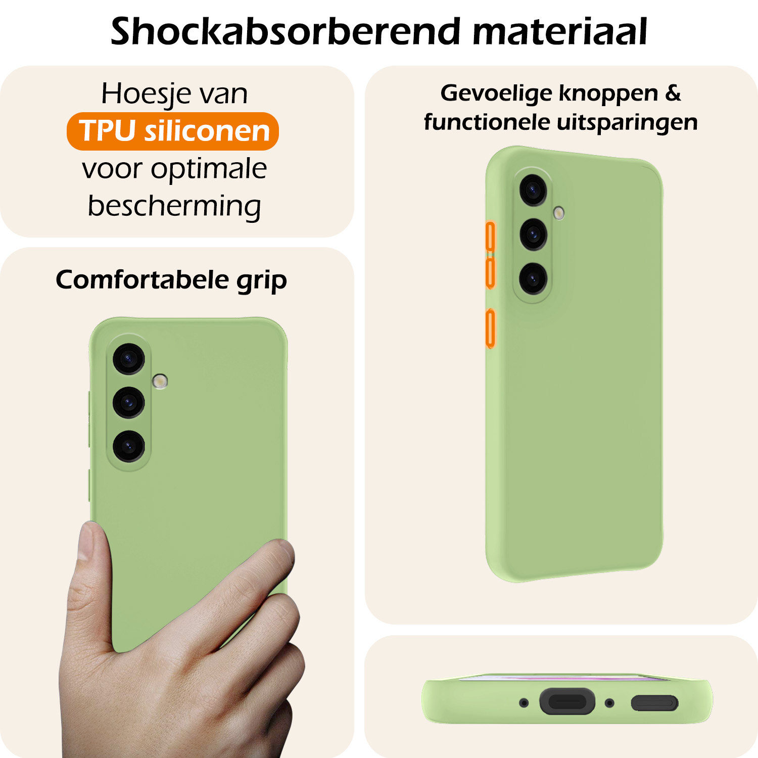 Nomfy Hoesje Geschikt voor Samsung A35 Hoesje Siliconen Cover Case - Hoes Geschikt voor Samsung Galaxy A35 5G Hoes Back Case - 2-PACK - Groen
