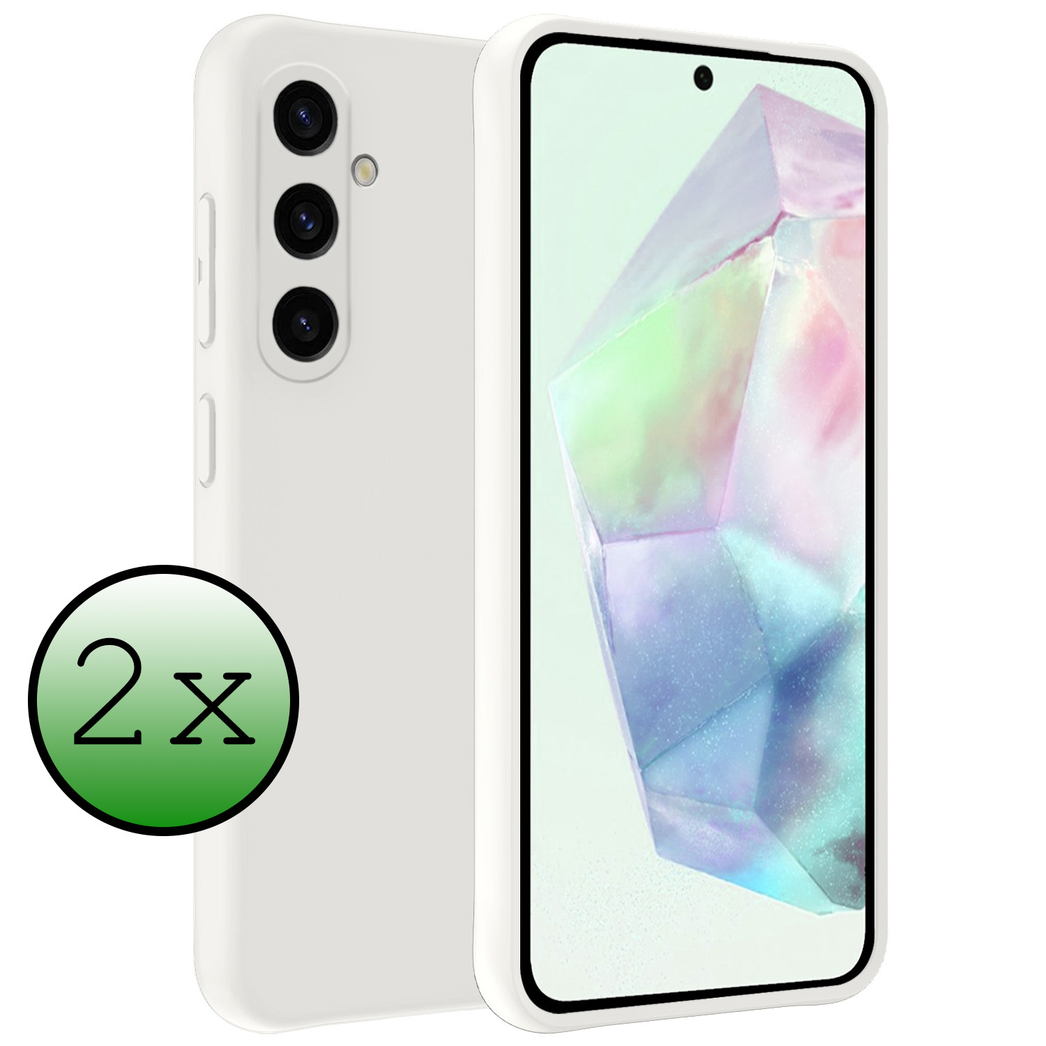 BASEY. Hoes Geschikt voor Samsung A35 Hoesje Siliconen Back Cover Case - Hoesje Geschikt voor Samsung Galaxy A35 5G Hoes Cover Hoesje - Wit - 2 Stuks