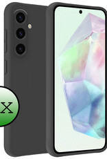 BASEY. Hoes Geschikt voor Samsung A35 Hoesje Siliconen Back Cover Case - Hoesje Geschikt voor Samsung Galaxy A35 5G Hoes Cover Hoesje - Zwart - 2 Stuks