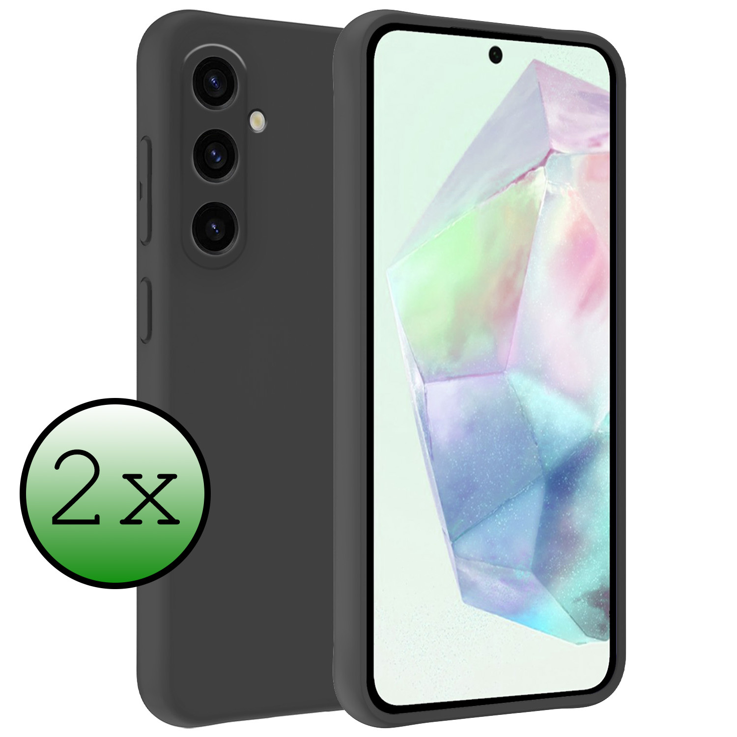 BASEY. Hoes Geschikt voor Samsung A35 Hoesje Siliconen Back Cover Case - Hoesje Geschikt voor Samsung Galaxy A35 5G Hoes Cover Hoesje - Zwart - 2 Stuks