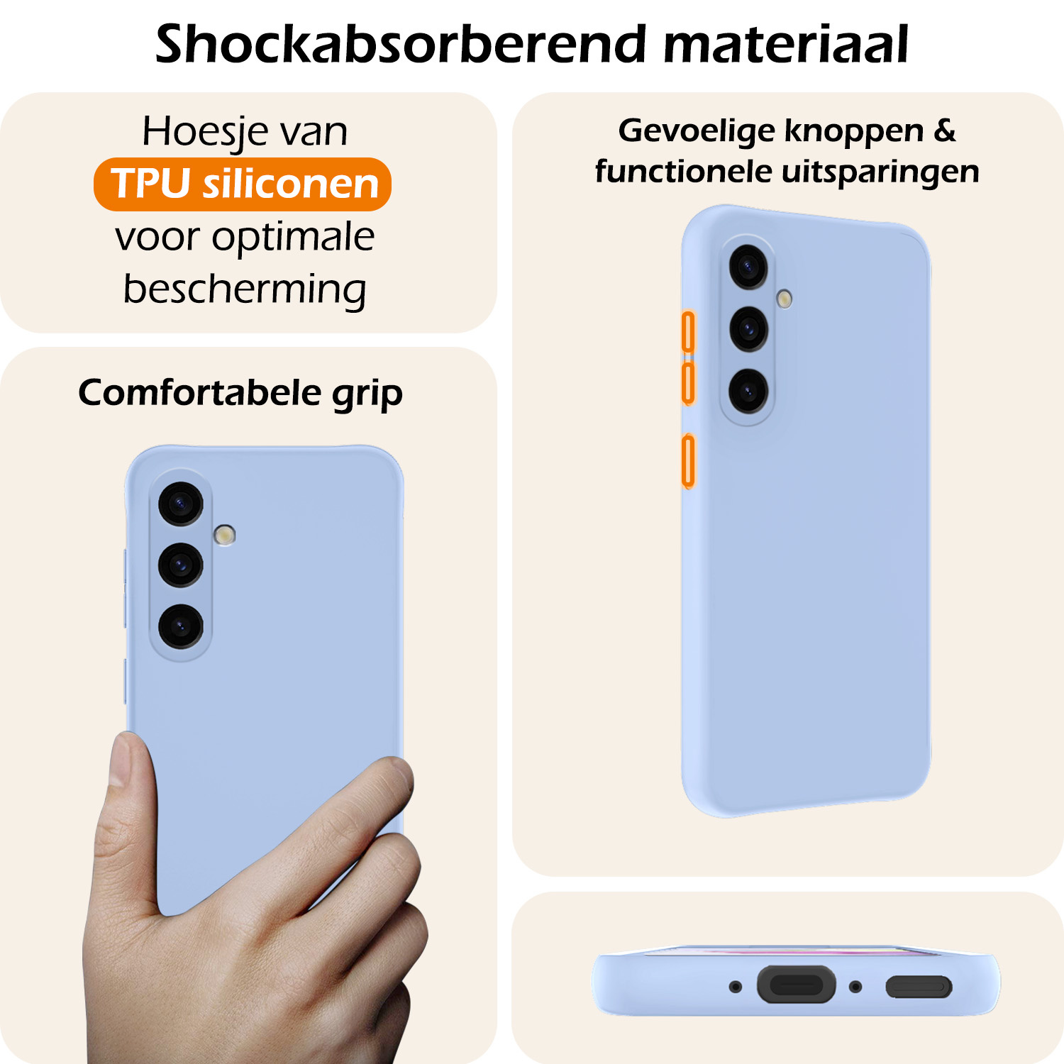 Nomfy Hoesje Geschikt voor Samsung A35 Hoesje Siliconen Cover Case - Hoes Geschikt voor Samsung Galaxy A35 5G Hoes Back Case - 2-PACK - Lichtblauw