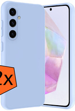 Nomfy Hoesje Geschikt voor Samsung A35 Hoesje Siliconen Cover Case - Hoes Geschikt voor Samsung Galaxy A35 5G Hoes Back Case - 2-PACK - Lichtblauw