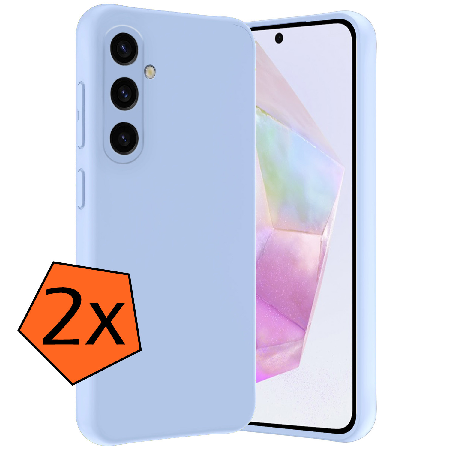 Nomfy Hoesje Geschikt voor Samsung A35 Hoesje Siliconen Cover Case - Hoes Geschikt voor Samsung Galaxy A35 5G Hoes Back Case - 2-PACK - Lichtblauw