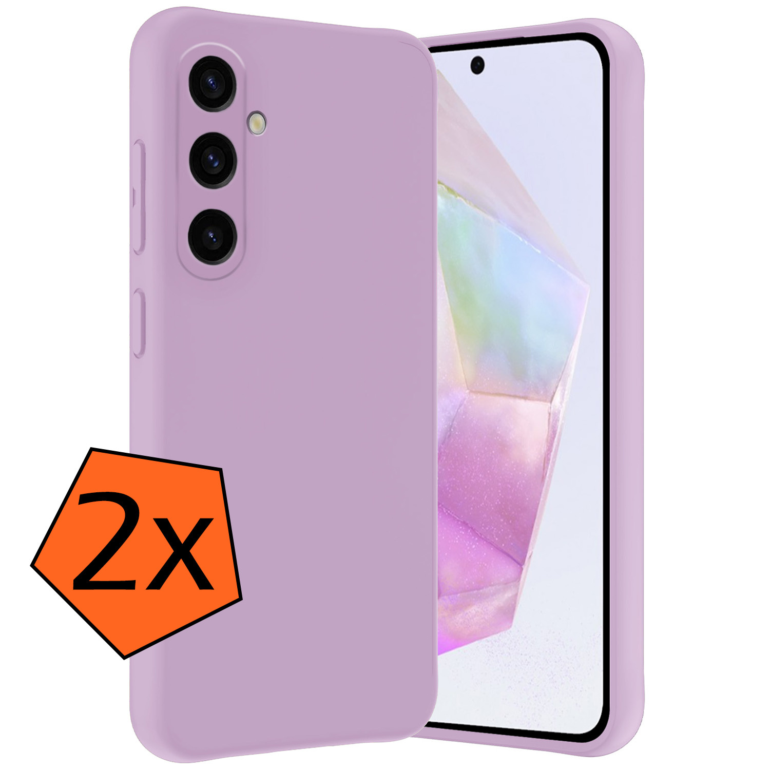 Nomfy Hoesje Geschikt voor Samsung A35 Hoesje Siliconen Cover Case - Hoes Geschikt voor Samsung Galaxy A35 5G Hoes Back Case - 2-PACK - Lila