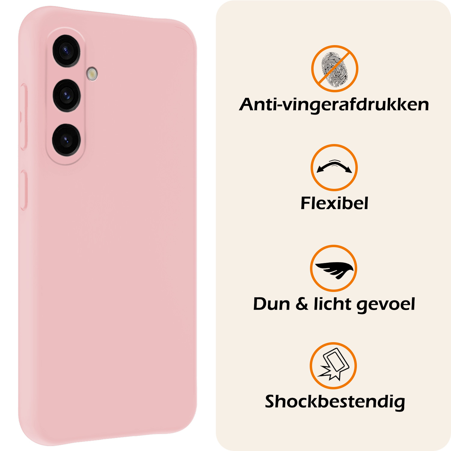 Nomfy Hoesje Geschikt voor Samsung A35 Hoesje Siliconen Cover Case - Hoes Geschikt voor Samsung Galaxy A35 5G Hoes Back Case - 2-PACK - Lichtroze