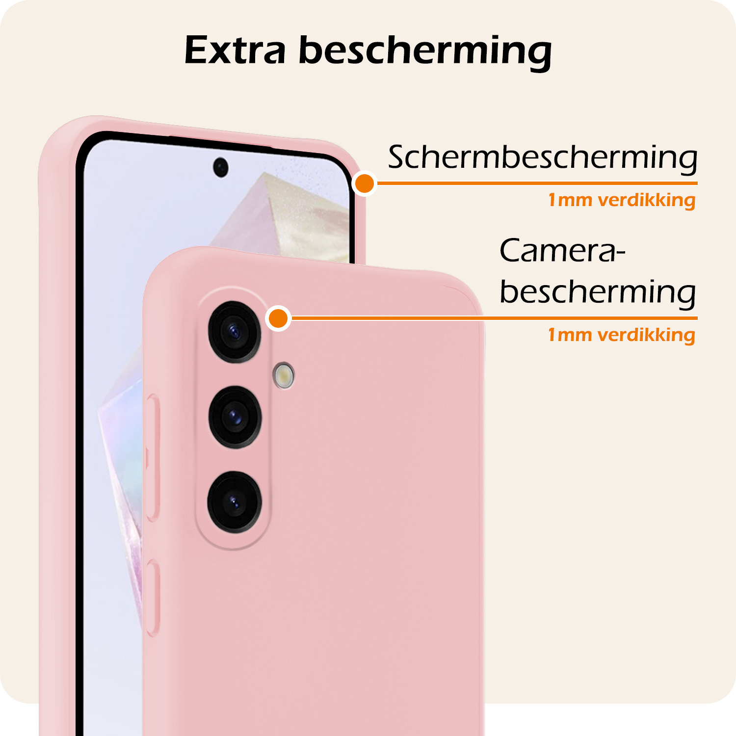 Nomfy Hoesje Geschikt voor Samsung A35 Hoesje Siliconen Cover Case - Hoes Geschikt voor Samsung Galaxy A35 5G Hoes Back Case - 2-PACK - Lichtroze