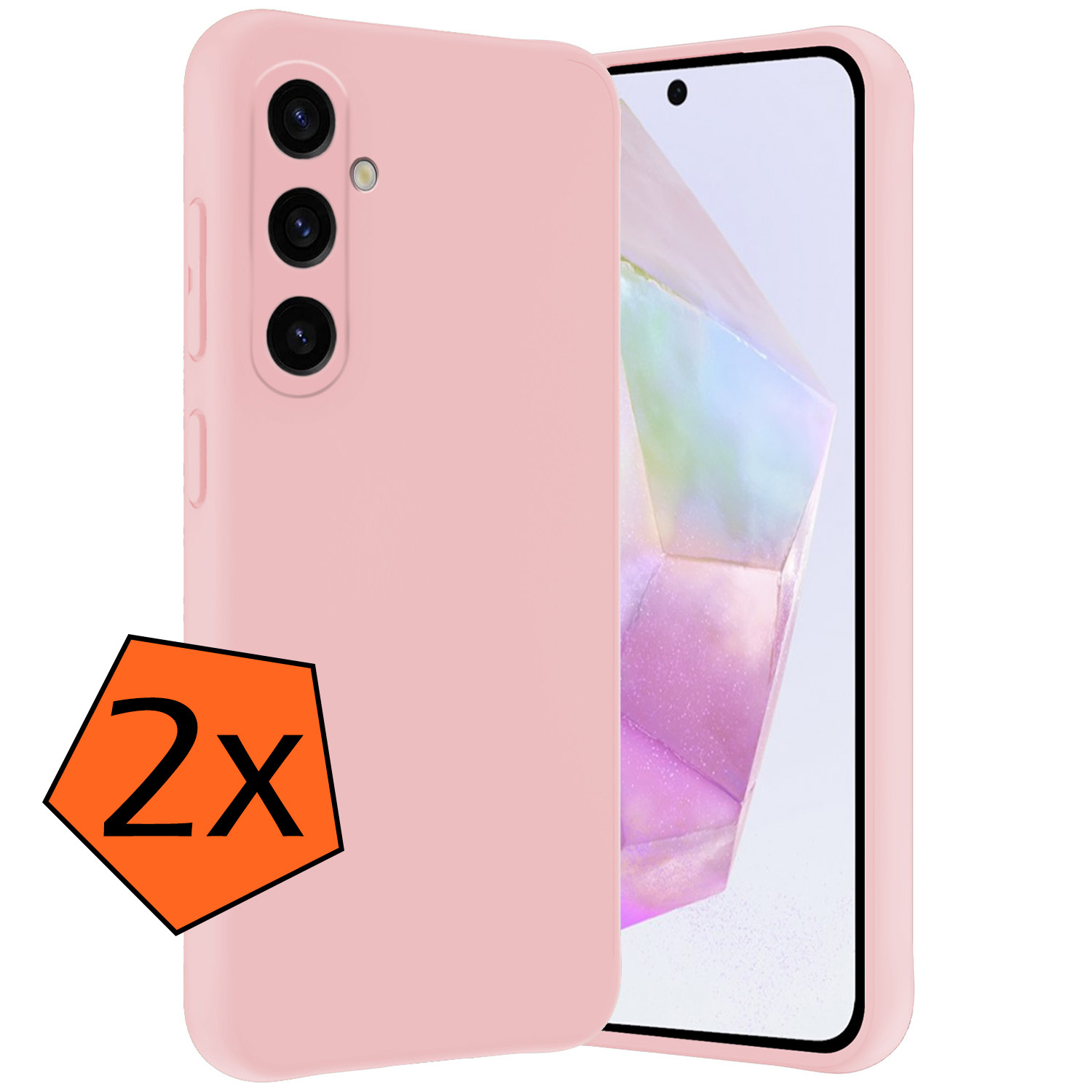 Nomfy Hoesje Geschikt voor Samsung A35 Hoesje Siliconen Cover Case - Hoes Geschikt voor Samsung Galaxy A35 5G Hoes Back Case - 2-PACK - Lichtroze