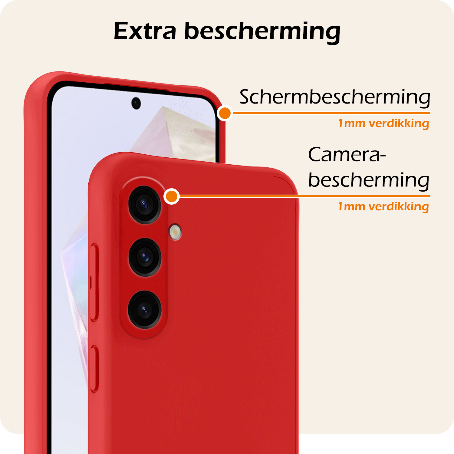 Nomfy Hoesje Geschikt voor Samsung A35 Hoesje Siliconen Cover Case - Hoes Geschikt voor Samsung Galaxy A35 5G Hoes Back Case - 2-PACK - Rood