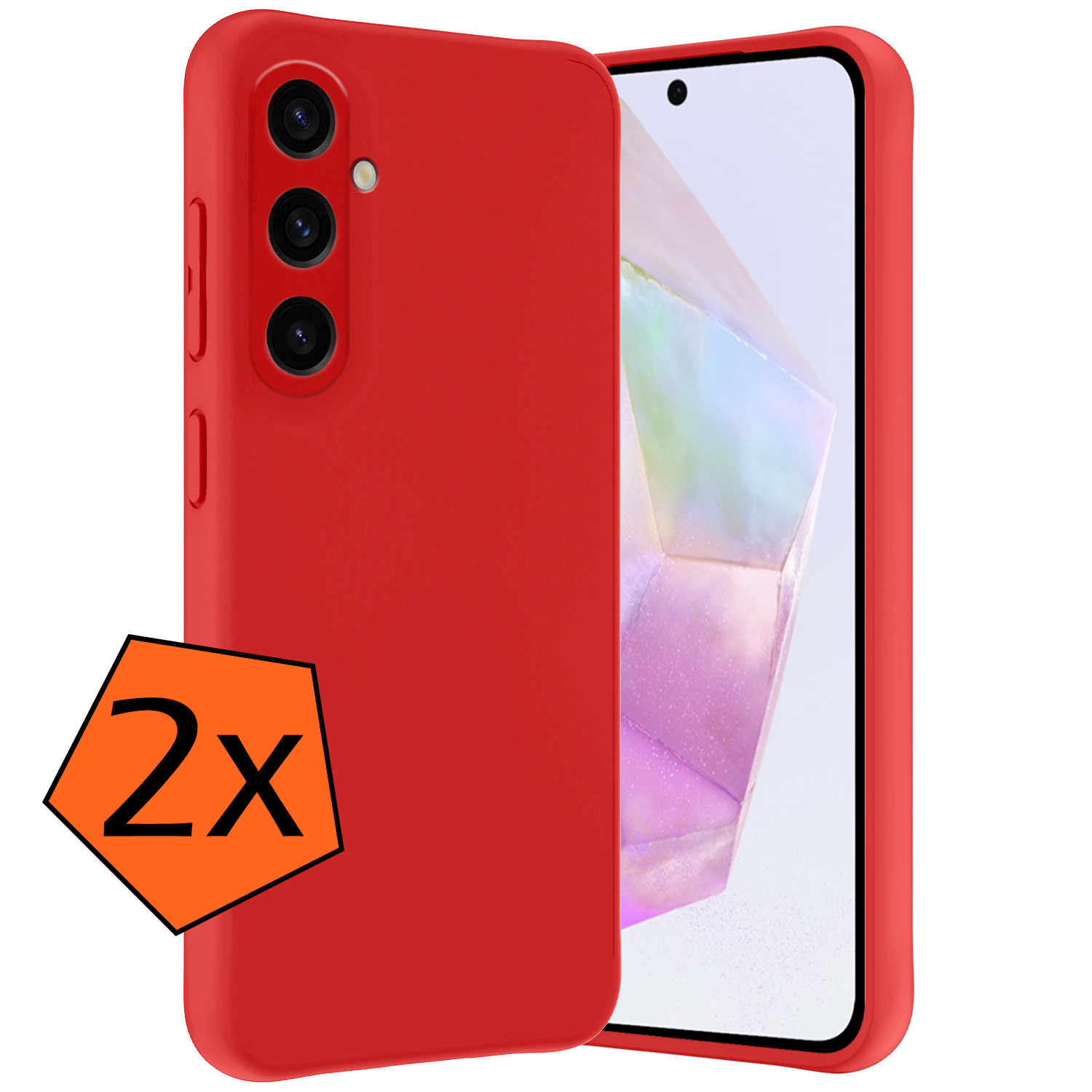 Nomfy Hoesje Geschikt voor Samsung A35 Hoesje Siliconen Cover Case - Hoes Geschikt voor Samsung Galaxy A35 5G Hoes Back Case - 2-PACK - Rood