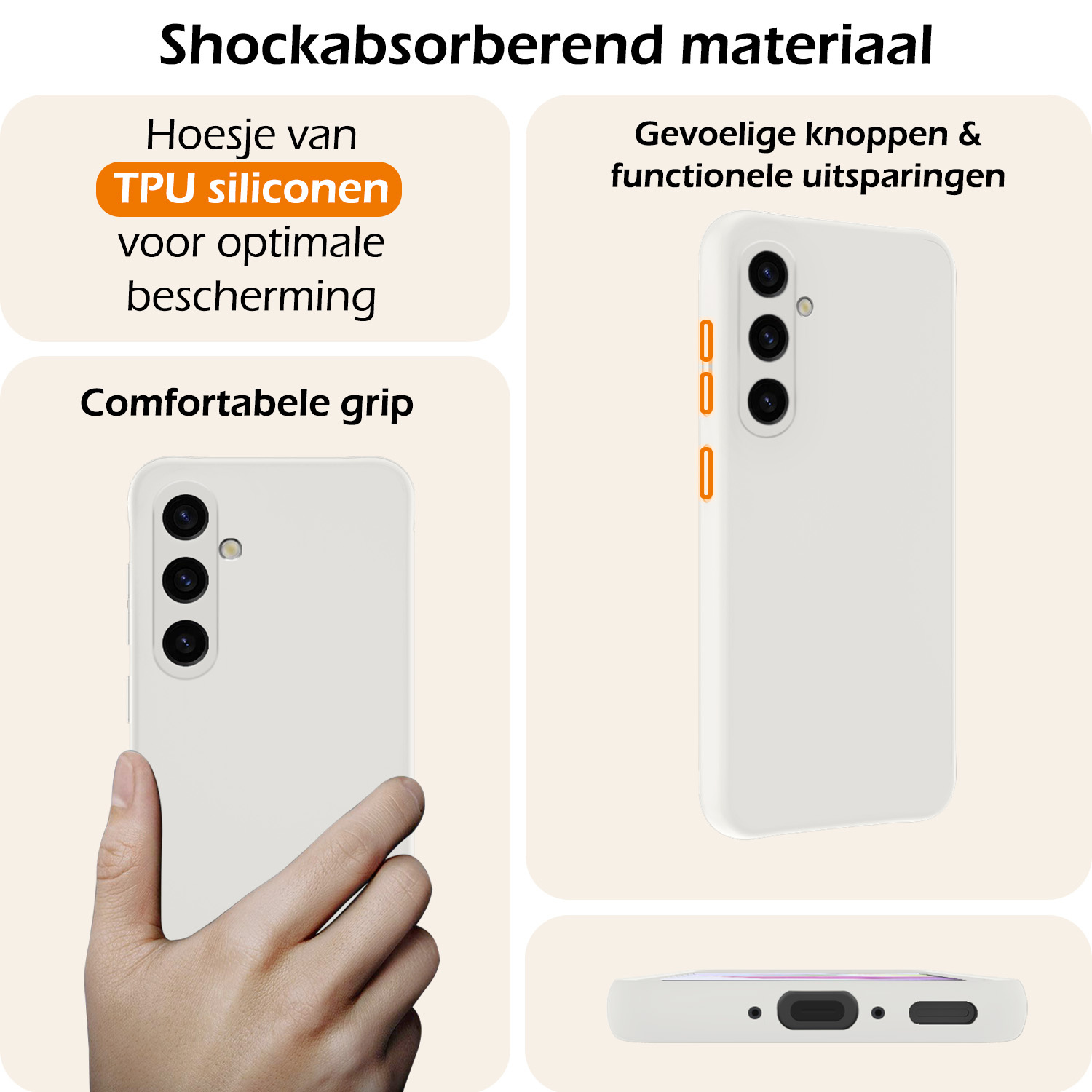 Nomfy Hoesje Geschikt voor Samsung A35 Hoesje Siliconen Cover Case - Hoes Geschikt voor Samsung Galaxy A35 5G Hoes Back Case - 2-PACK - Wit