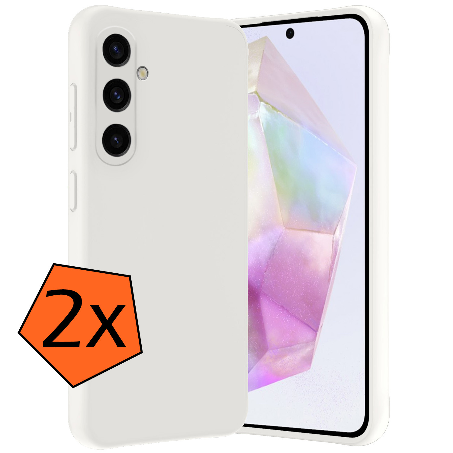 Nomfy Hoesje Geschikt voor Samsung A35 Hoesje Siliconen Cover Case - Hoes Geschikt voor Samsung Galaxy A35 5G Hoes Back Case - 2-PACK - Wit