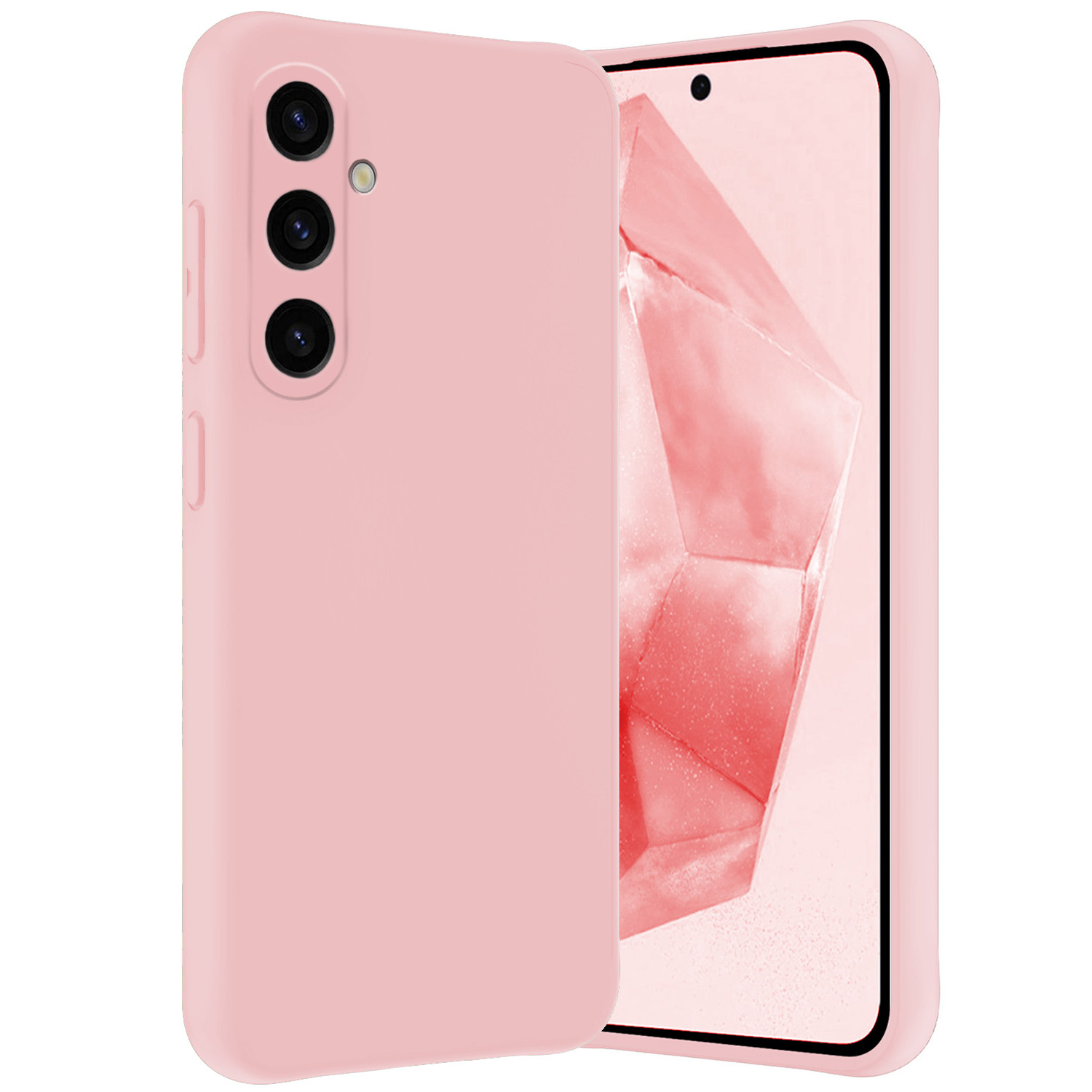 NoXx Hoes Geschikt voor Samsung A35 Hoesje Cover Siliconen Back Case Hoes - Lichtroze