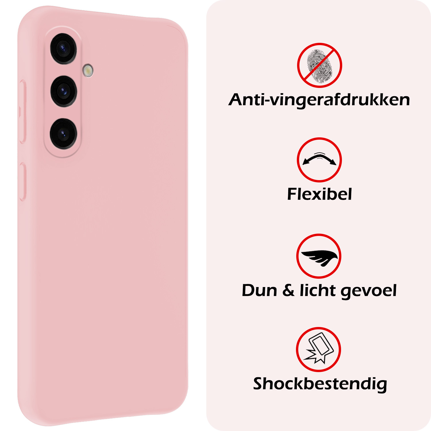 NoXx Hoes Geschikt voor Samsung A35 Hoesje Cover Siliconen Back Case Hoes - Lichtroze
