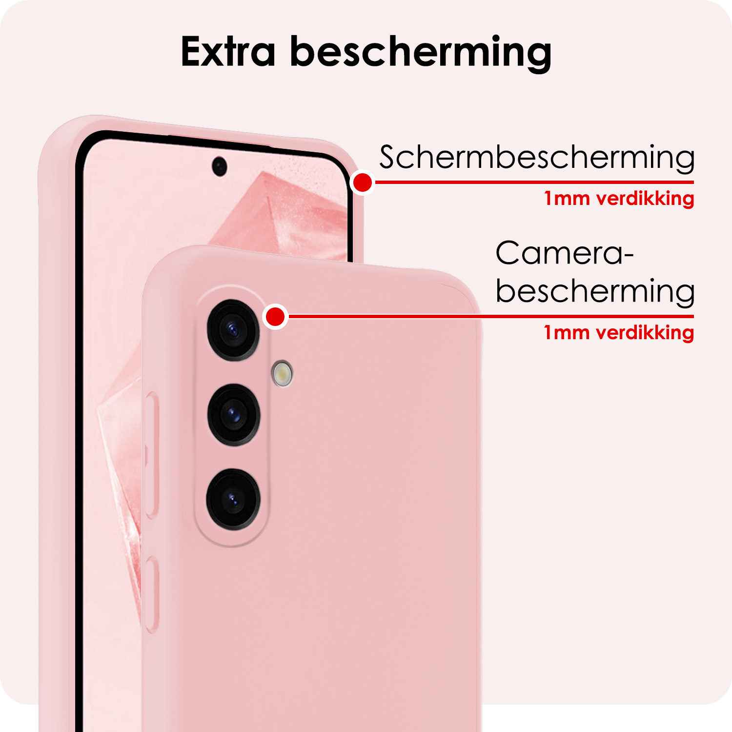 NoXx Hoes Geschikt voor Samsung A35 Hoesje Cover Siliconen Back Case Hoes - Lichtroze