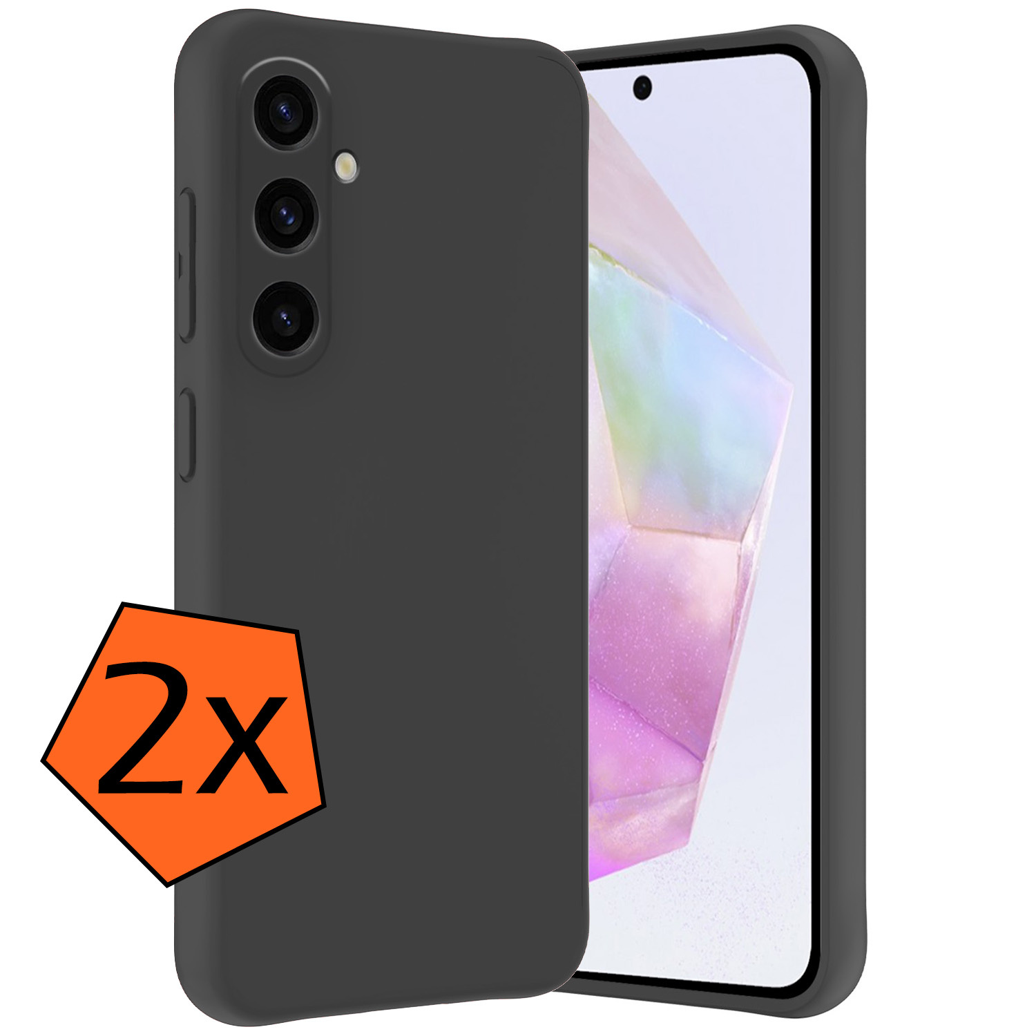 Nomfy Hoesje Geschikt voor Samsung A35 Hoesje Siliconen Cover Case - Hoes Geschikt voor Samsung Galaxy A35 5G Hoes Back Case - 2-PACK - Zwart