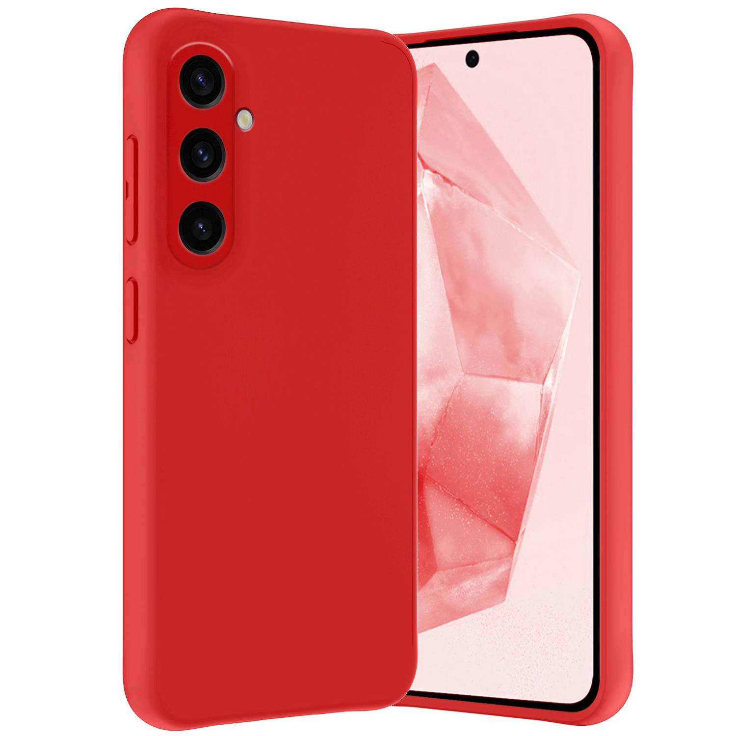 NoXx Hoes Geschikt voor Samsung A35 Hoesje Cover Siliconen Back Case Hoes - Rood