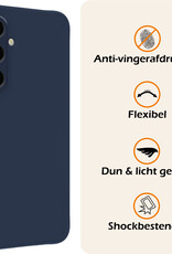 Nomfy Hoesje Geschikt voor Samsung A35 Hoesje Siliconen Cover Case Met Screenprotector - Hoes Geschikt voor Samsung Galaxy A35 5G Hoes Back Case - Donkerblauw