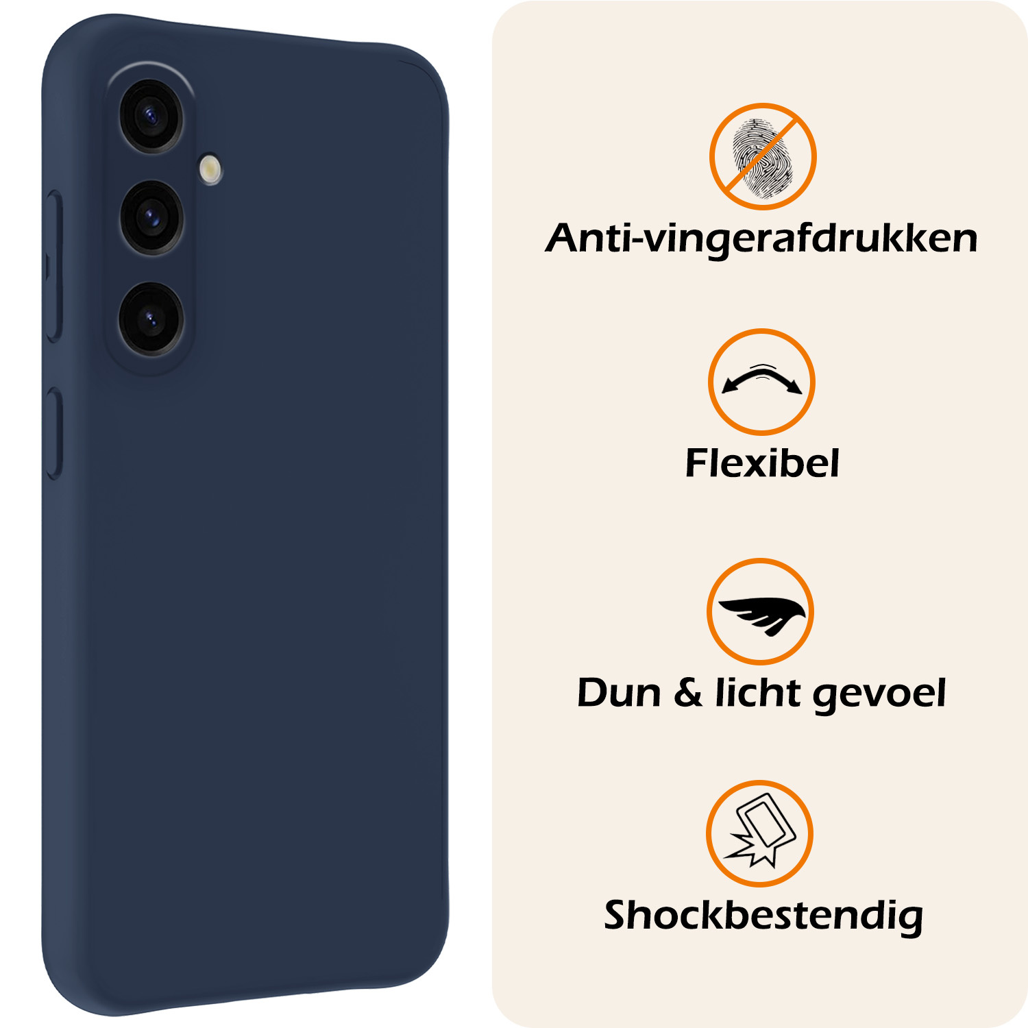 Nomfy Hoesje Geschikt voor Samsung A35 Hoesje Siliconen Cover Case Met Screenprotector - Hoes Geschikt voor Samsung Galaxy A35 5G Hoes Back Case - Donkerblauw