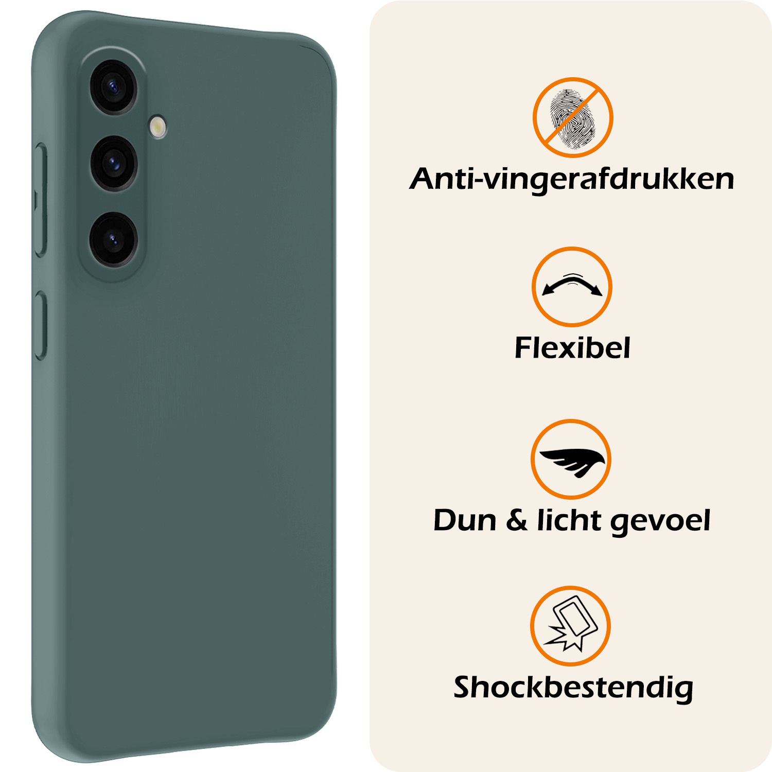 Nomfy Hoesje Geschikt voor Samsung A35 Hoesje Siliconen Cover Case Met Screenprotector - Hoes Geschikt voor Samsung Galaxy A35 5G Hoes Back Case - Donkergroen