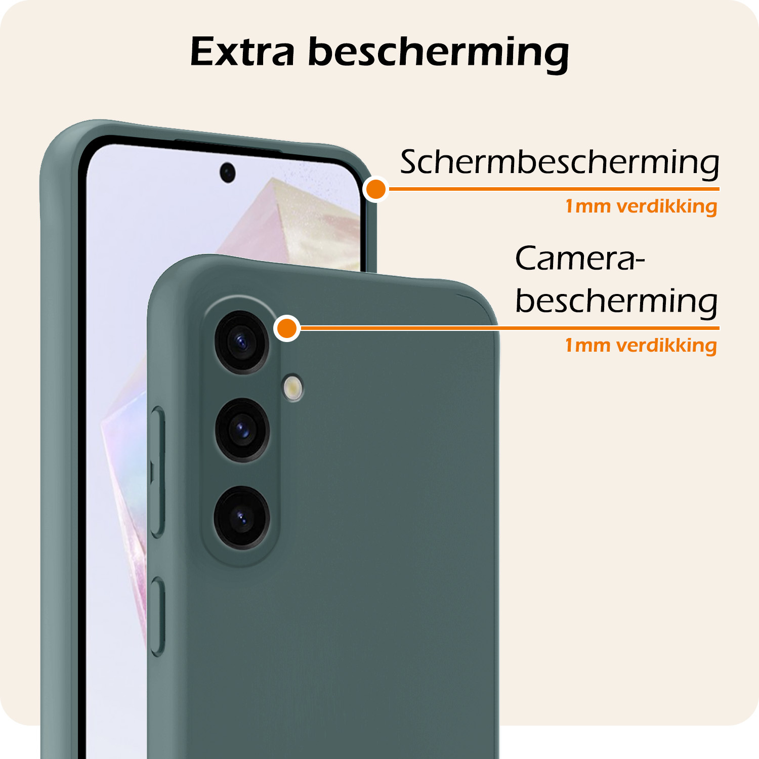 Nomfy Hoesje Geschikt voor Samsung A35 Hoesje Siliconen Cover Case Met Screenprotector - Hoes Geschikt voor Samsung Galaxy A35 5G Hoes Back Case - Donkergroen