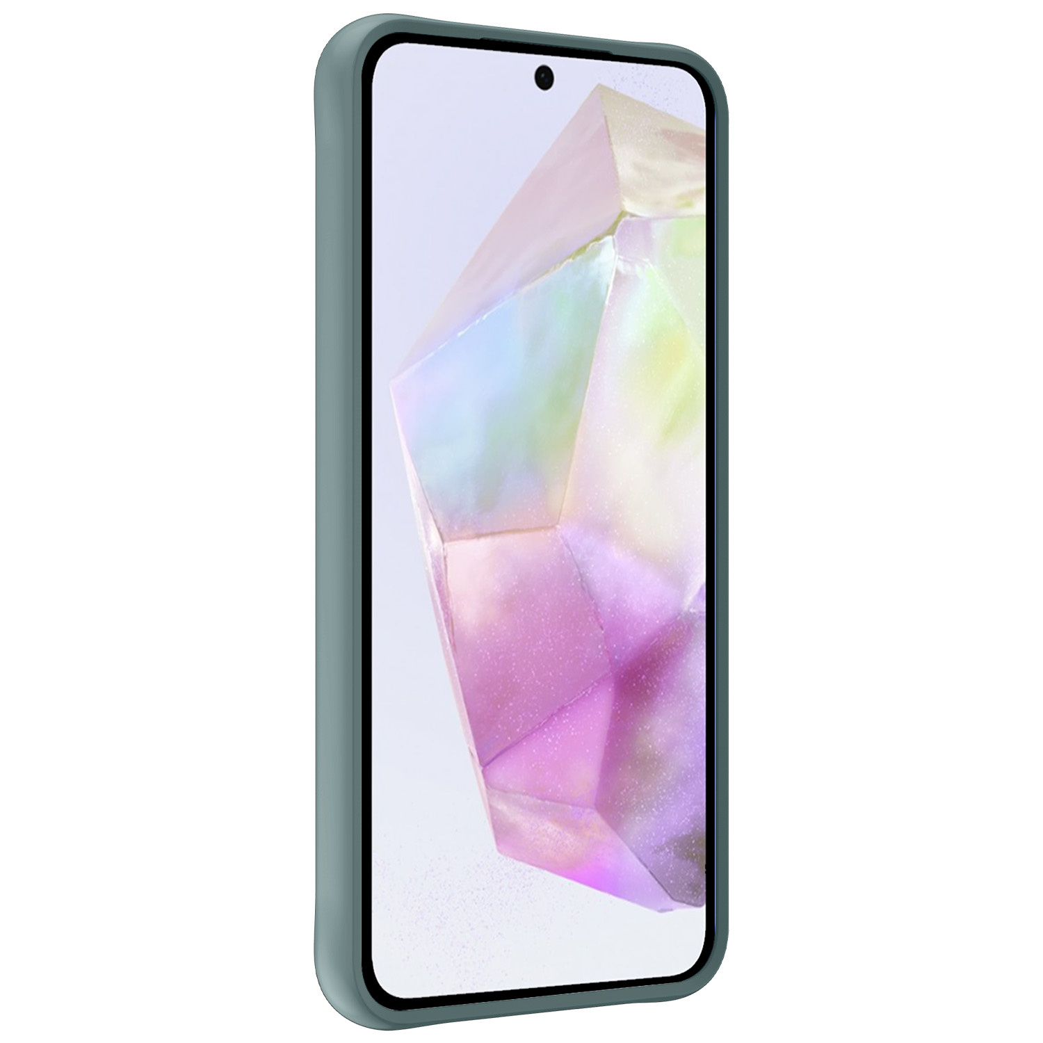 Nomfy Hoesje Geschikt voor Samsung A35 Hoesje Siliconen Cover Case Met Screenprotector - Hoes Geschikt voor Samsung Galaxy A35 5G Hoes Back Case - Donkergroen