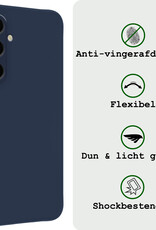 BASEY. Hoes Geschikt voor Samsung A35 Hoesje Siliconen Back Cover Case Met Screenprotector - Hoesje Geschikt voor Samsung Galaxy A35 5G Hoes Cover Hoesje - Donkerblauw