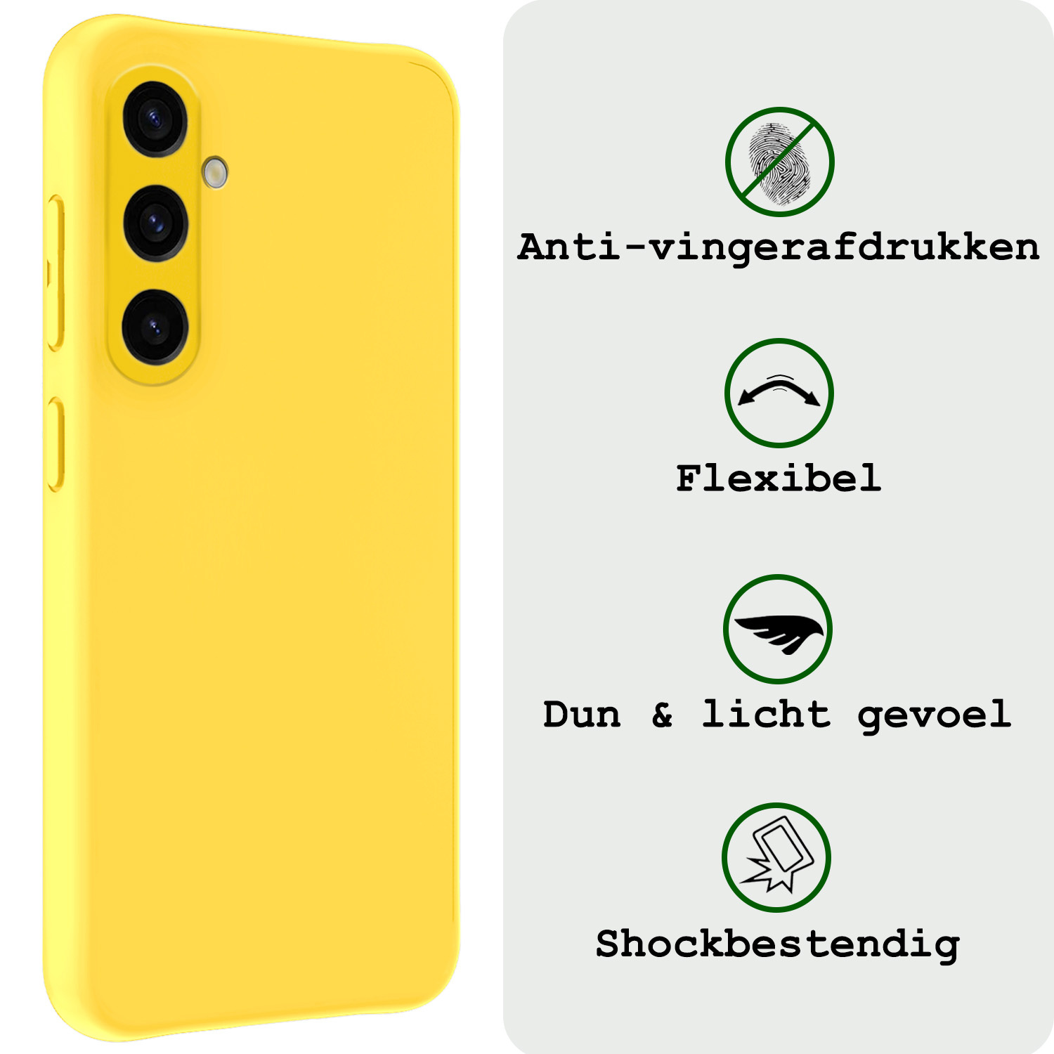 BASEY. Hoes Geschikt voor Samsung A35 Hoesje Siliconen Back Cover Case Met Screenprotector - Hoesje Geschikt voor Samsung Galaxy A35 5G Hoes Cover Hoesje - Geel