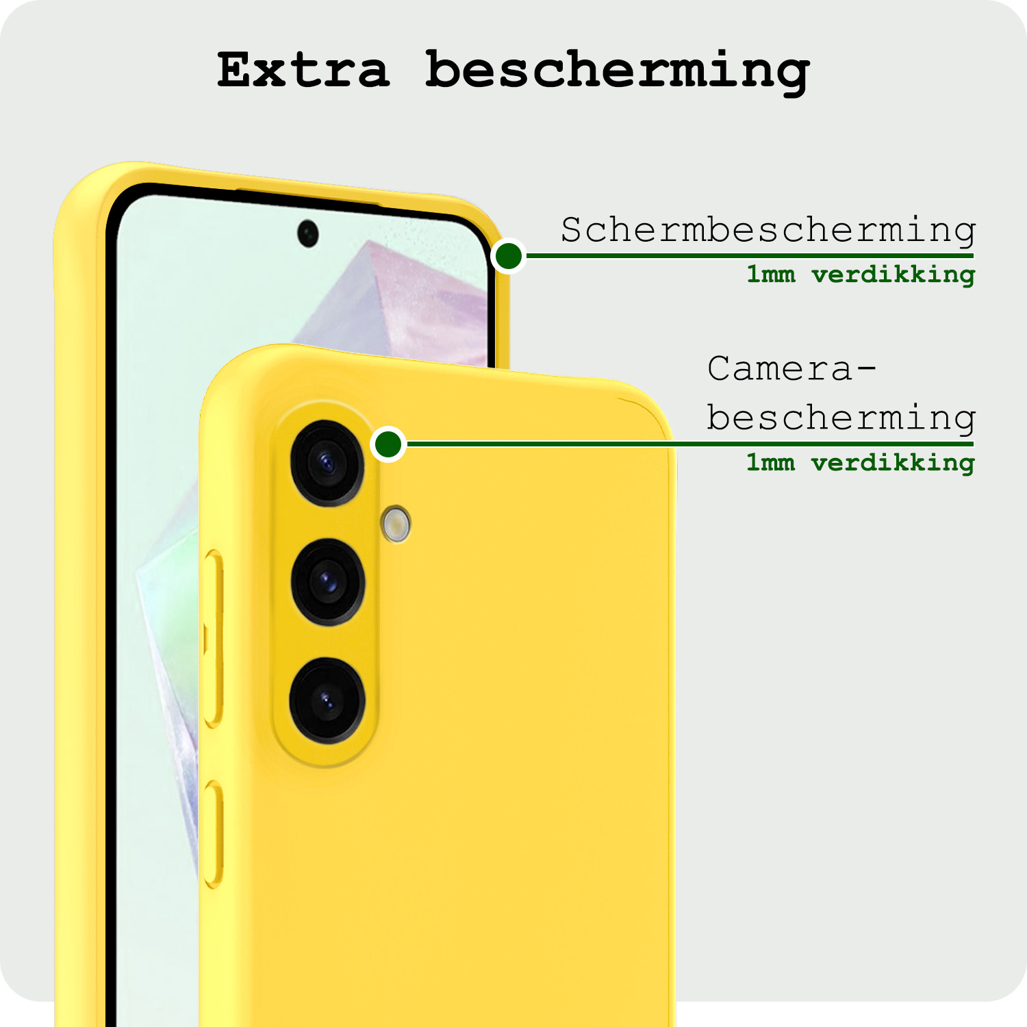 BASEY. Hoes Geschikt voor Samsung A35 Hoesje Siliconen Back Cover Case Met Screenprotector - Hoesje Geschikt voor Samsung Galaxy A35 5G Hoes Cover Hoesje - Geel